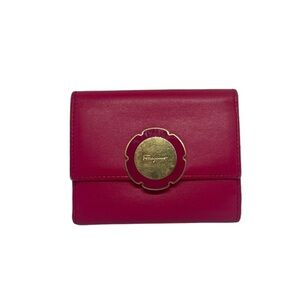 Salvatore Ferragamo Compact Wallet Pink Flower Detail